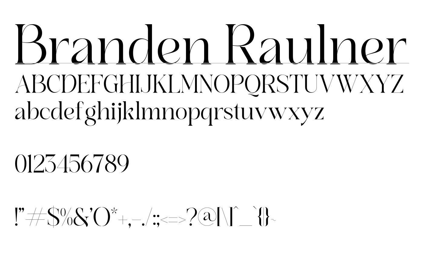Branden Raulner Font preview