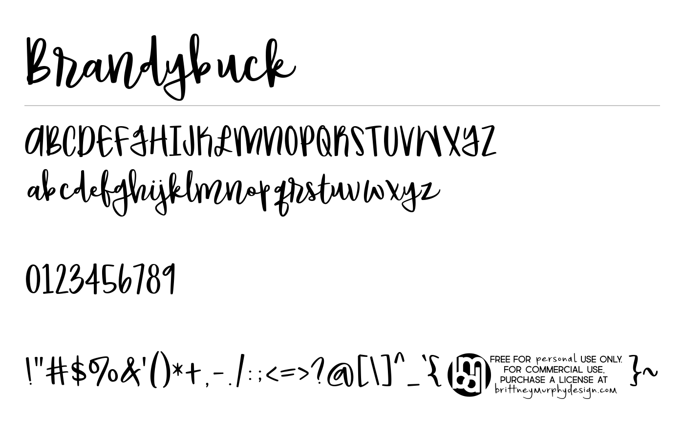 Brandybuck Font preview