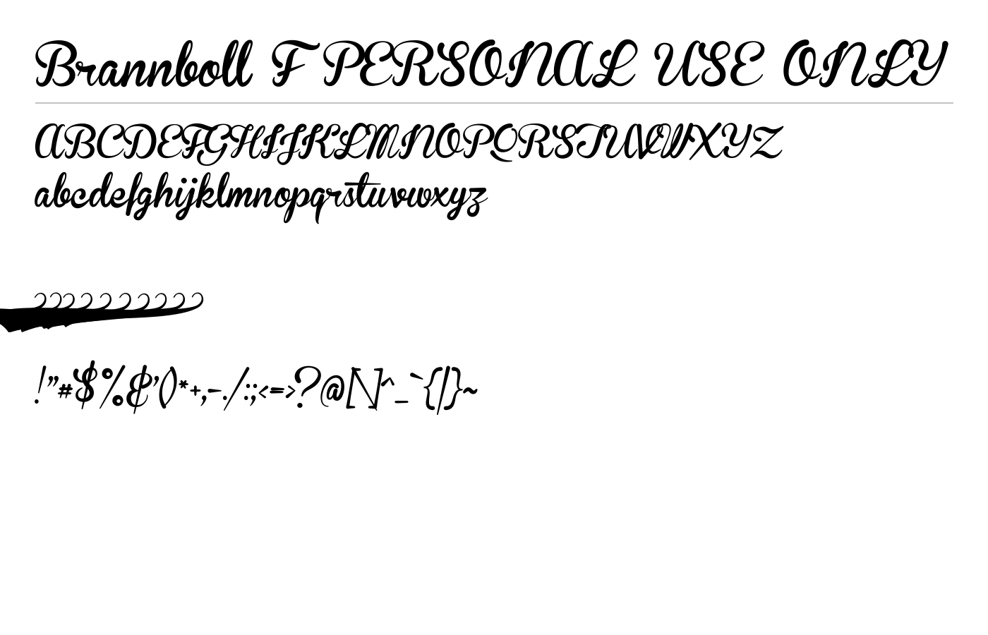 Brannboll F PERSONAL USE ONLY Font preview
