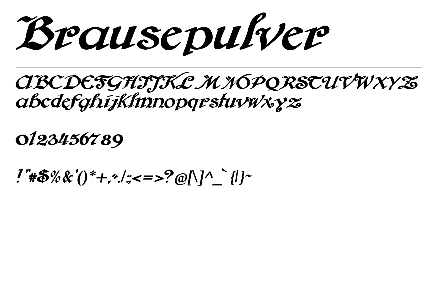 Brausepulver Font preview