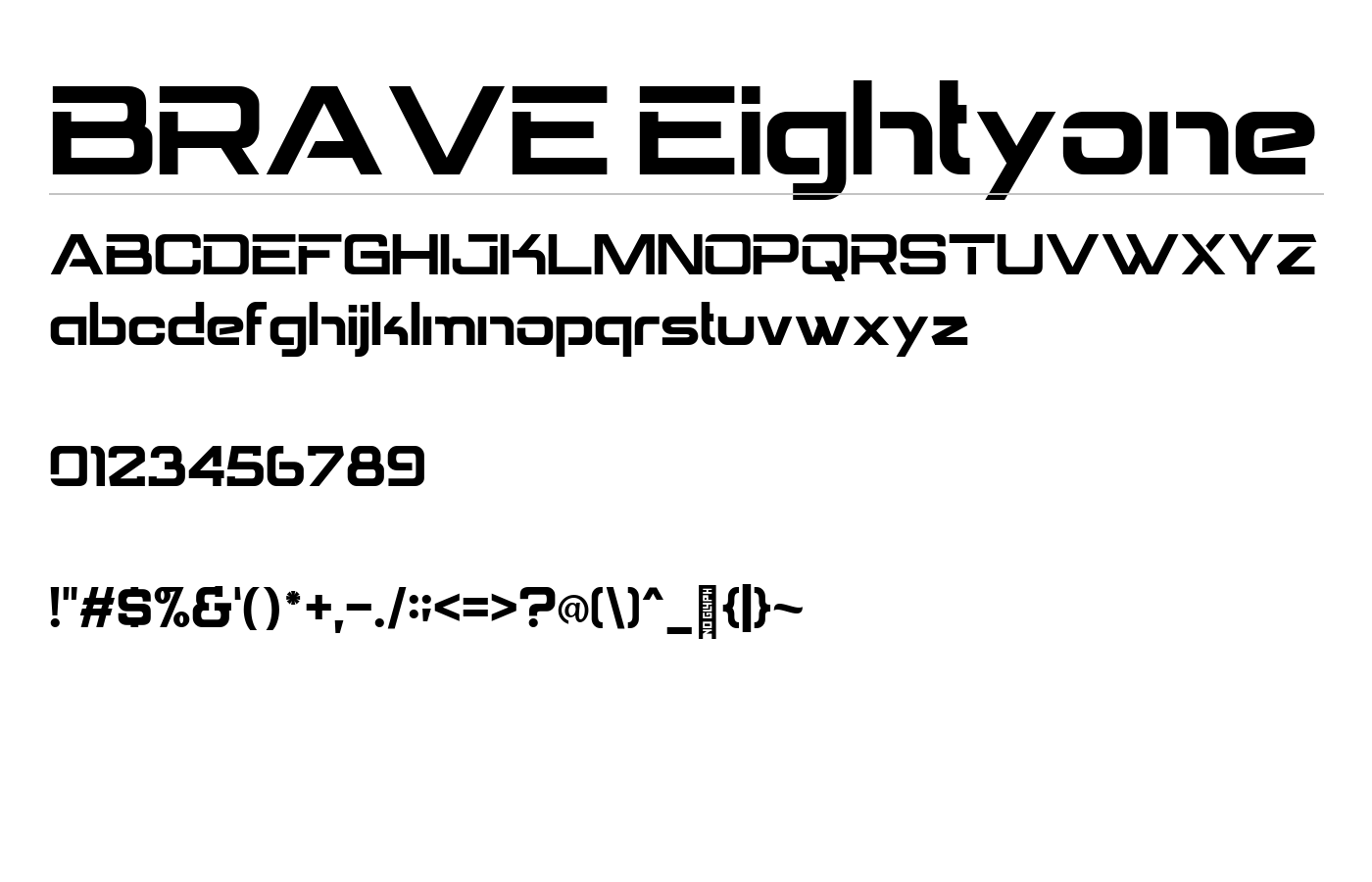BRAVE Eightyone Font preview