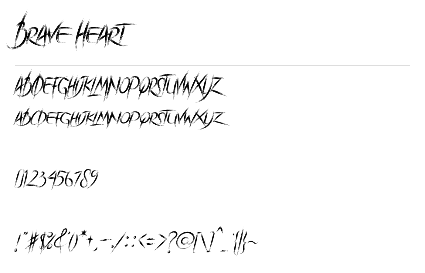 Brave Heart Font preview
