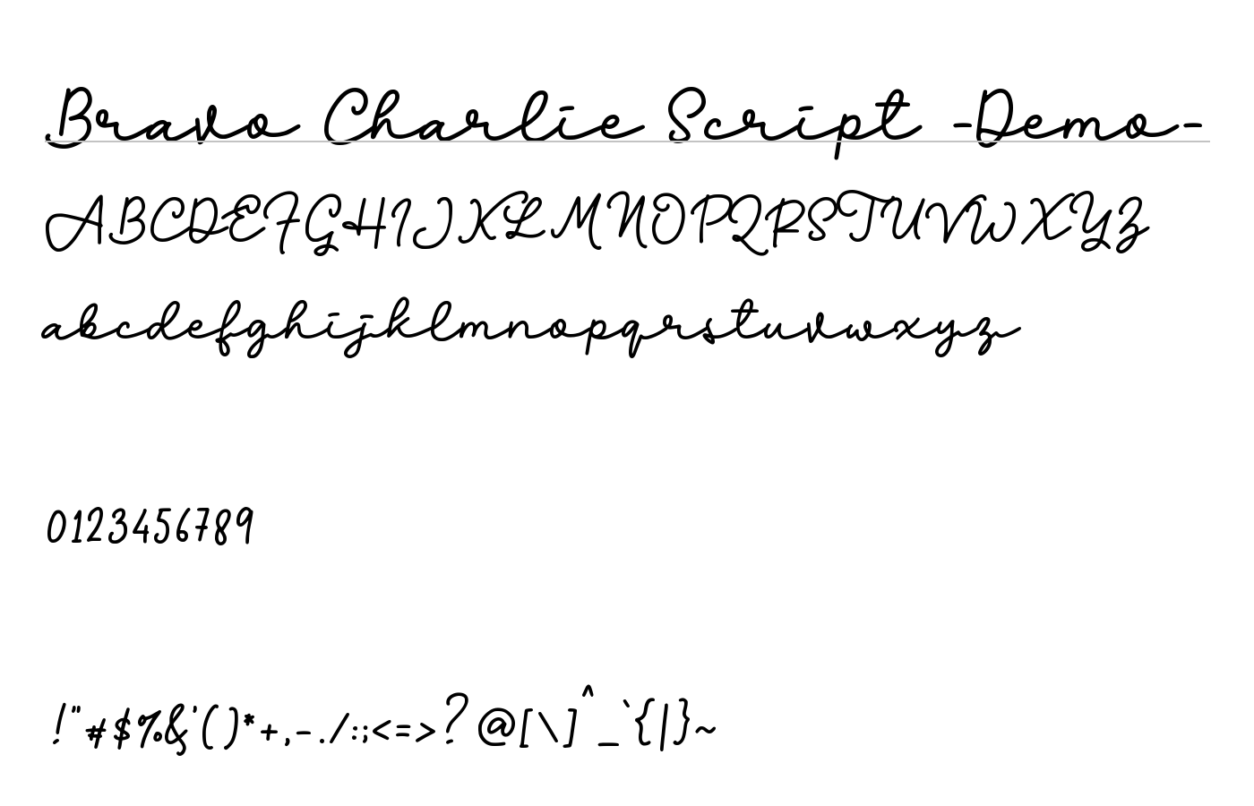 Bravo Charlie Script -Demo- Font preview