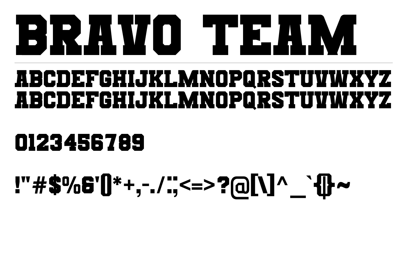 Bravo Team Font preview