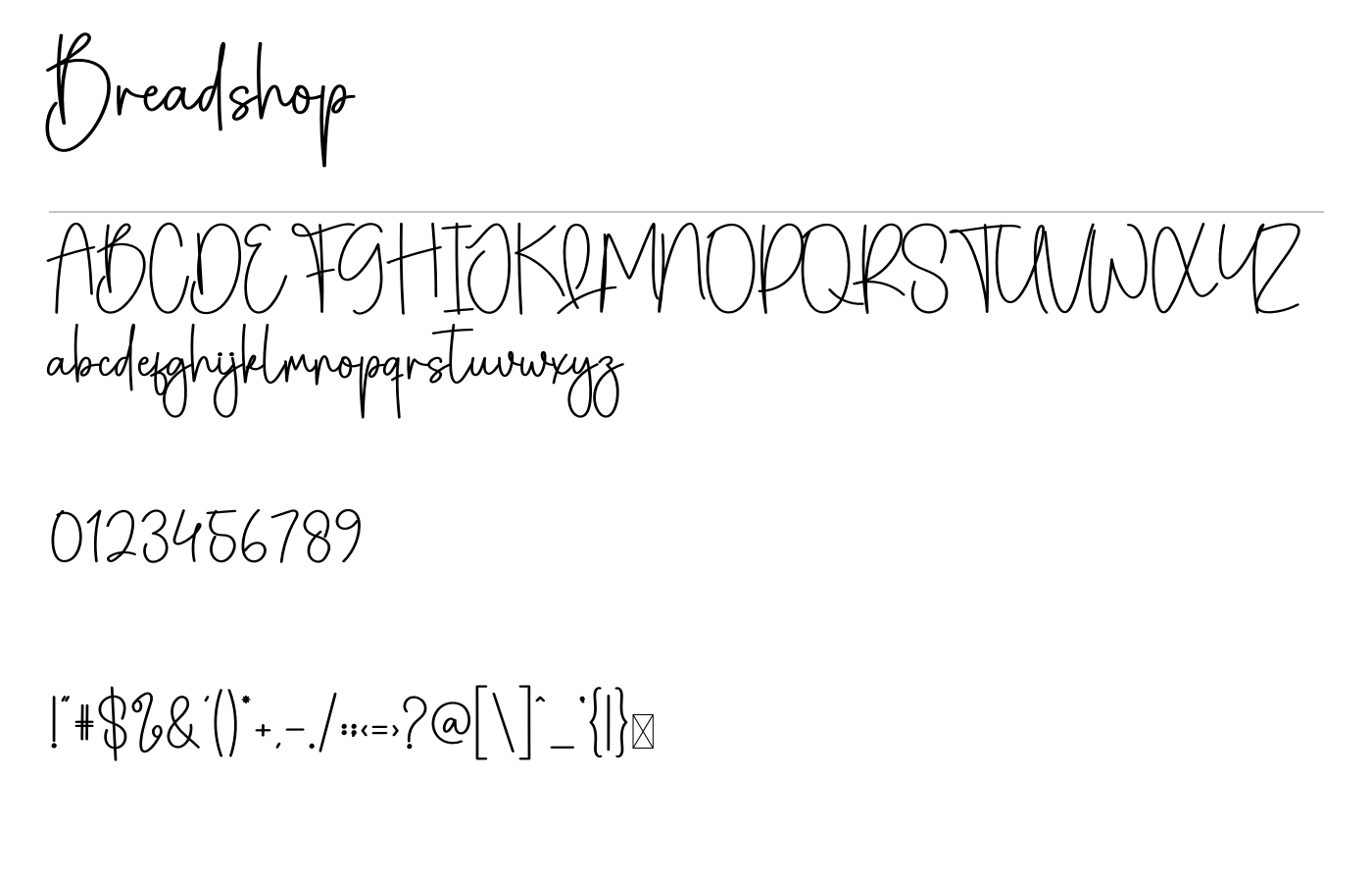 Breadshop Font preview