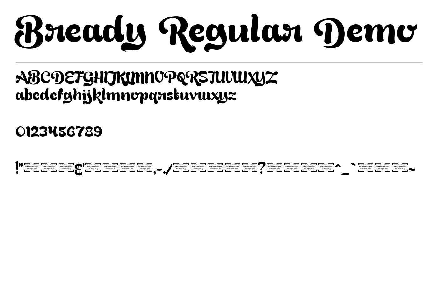 Bready Regular Demo Font preview