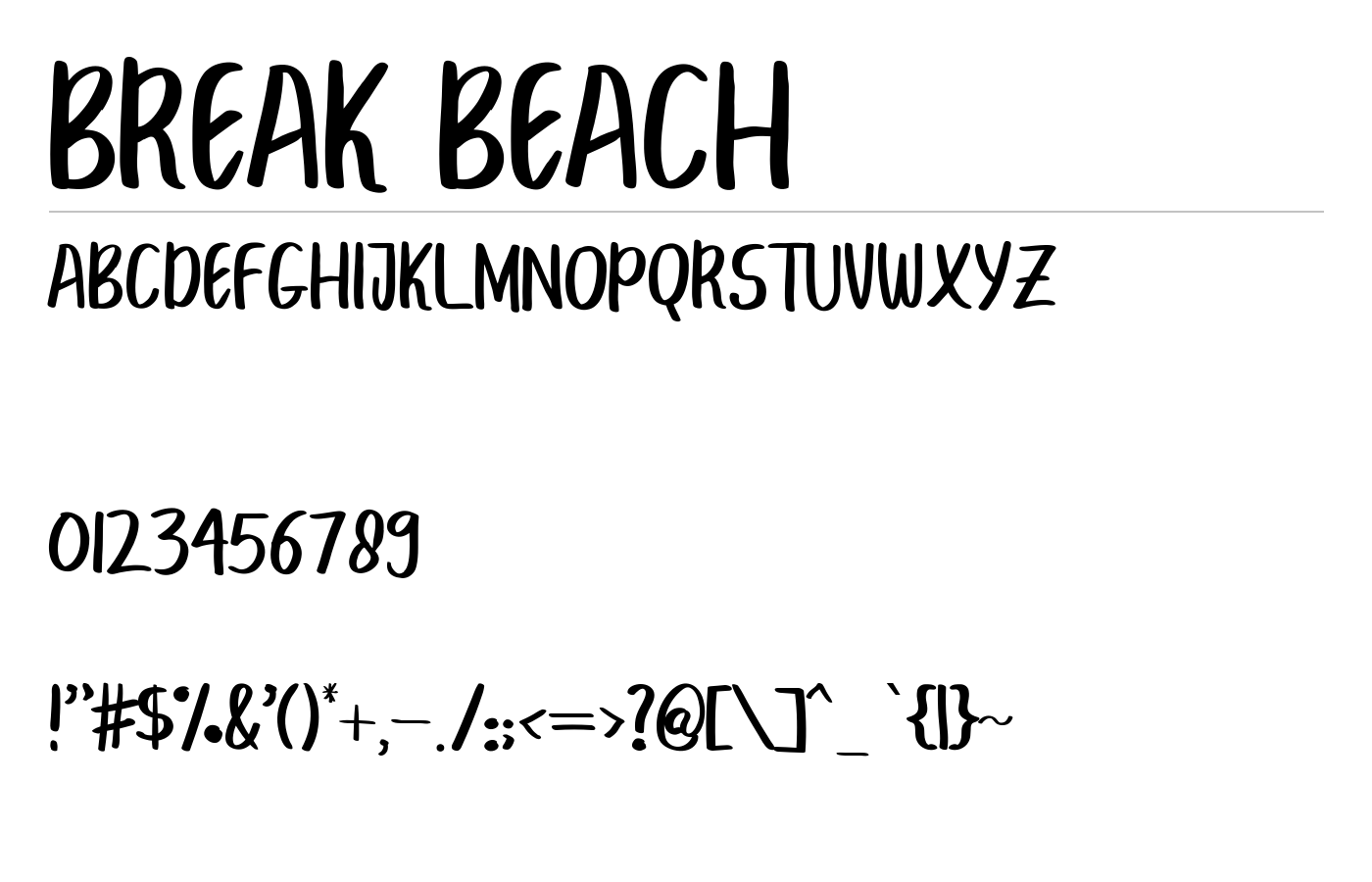 BREAK BEACH Font preview