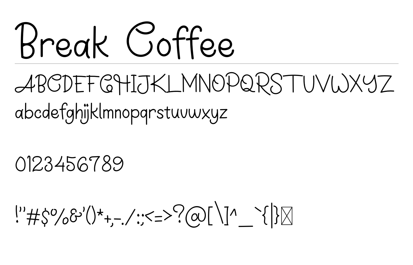 Break Coffee Font preview