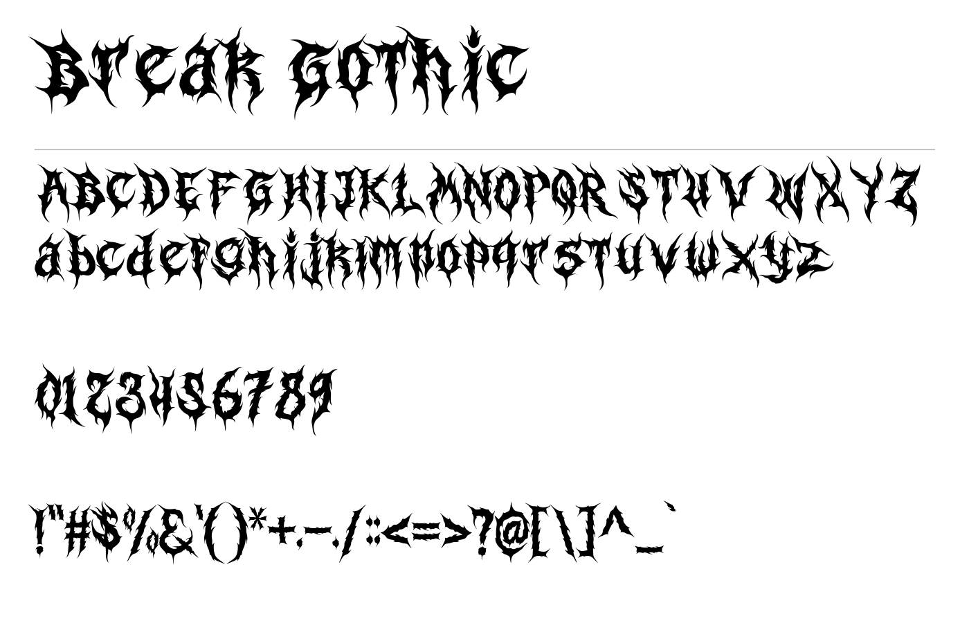 Break Gothic Font preview