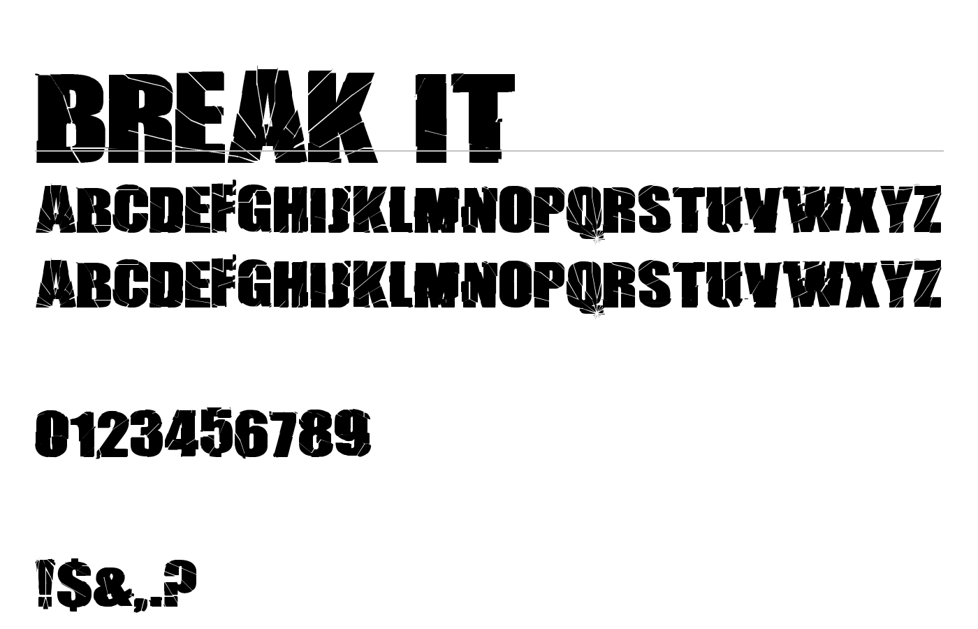 BREAK IT Font preview