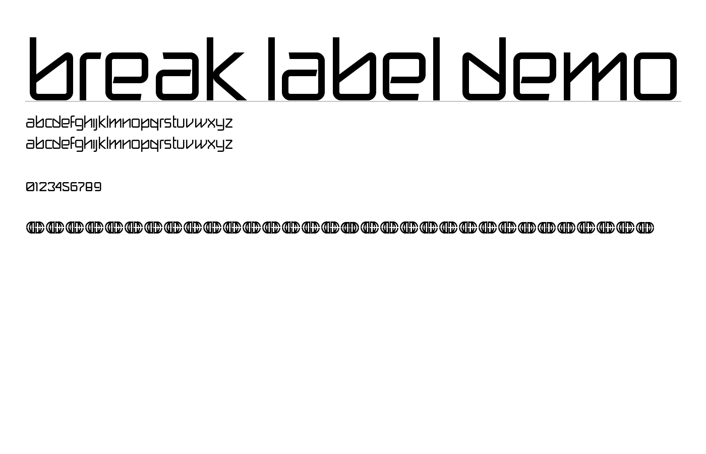 break label DEMO Font preview