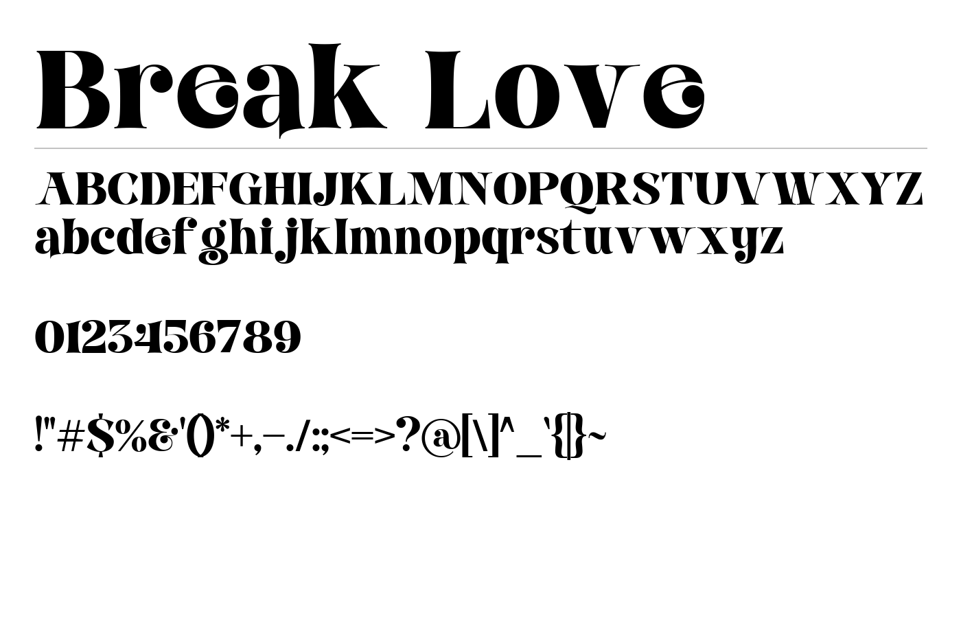 Break Love Font preview