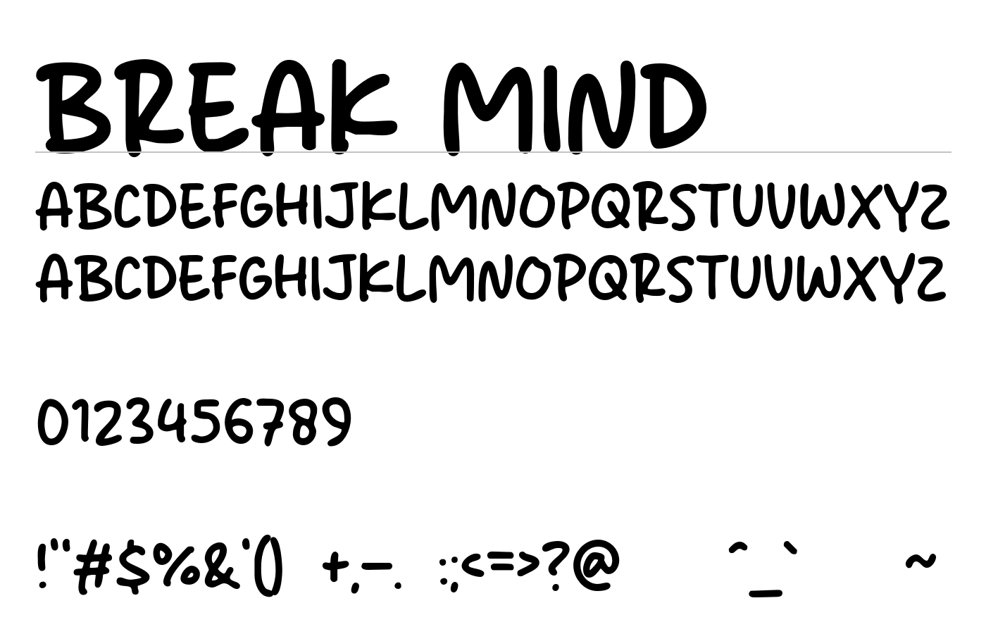 Break Mind Font preview