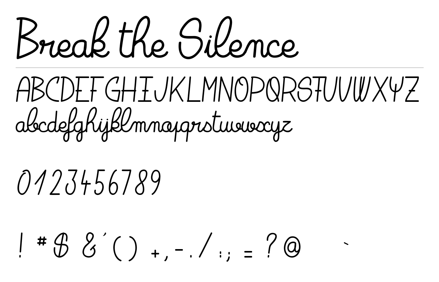 Break the Silence Font preview