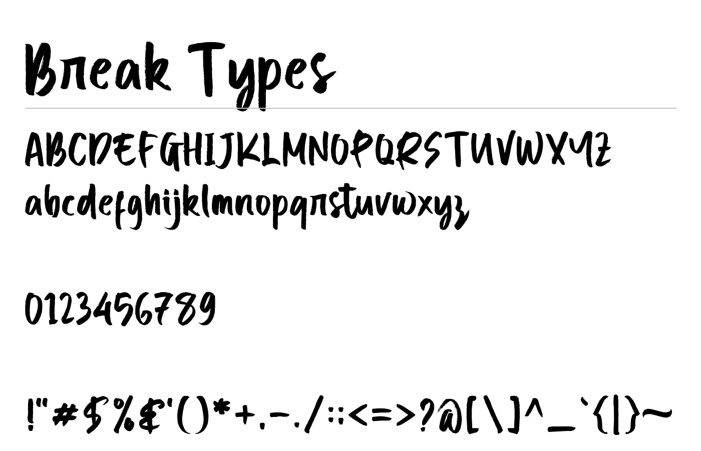 Break Types Font preview