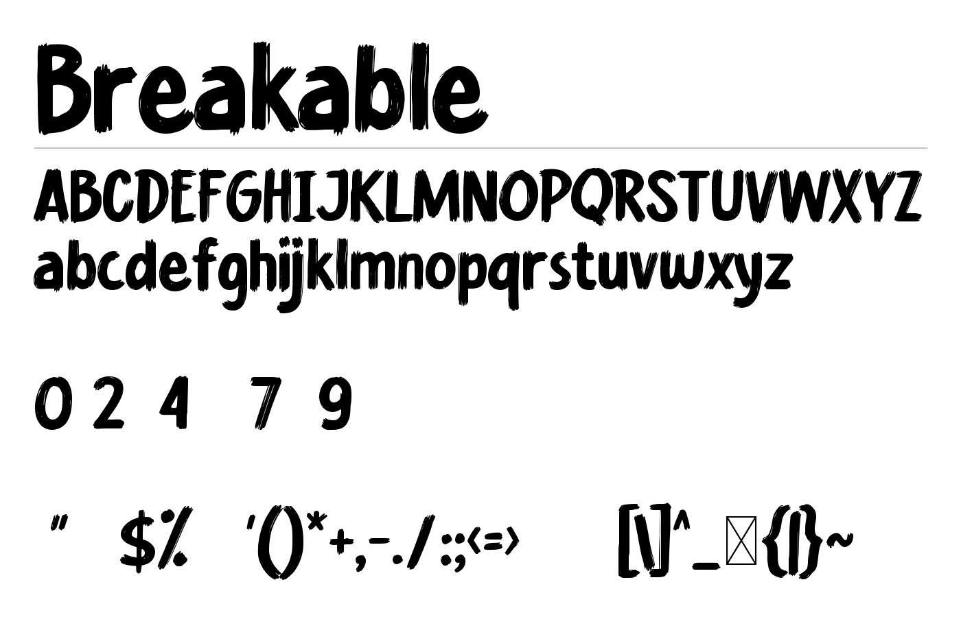 Breakable Font preview