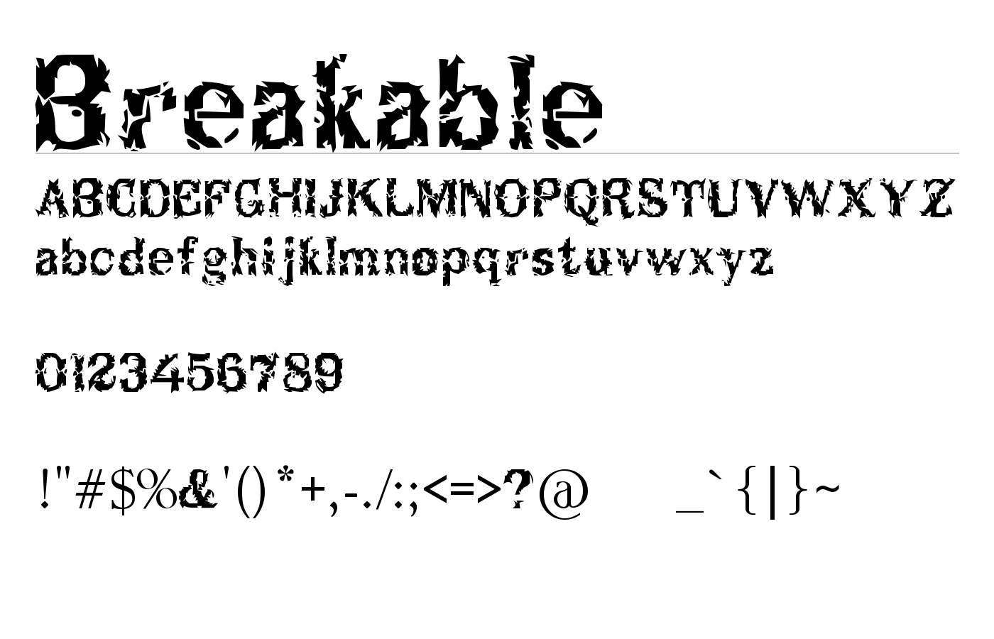 Breakable Font preview