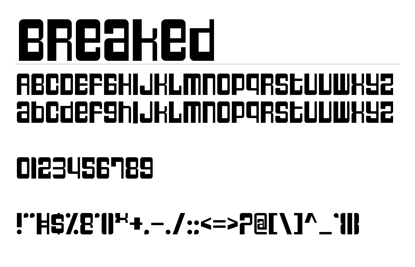 Breaked Font preview