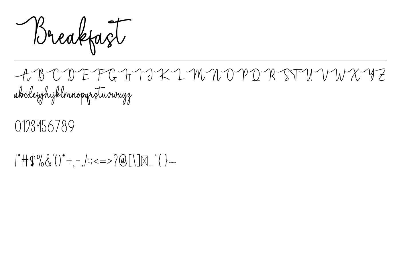 Breakfast Font preview