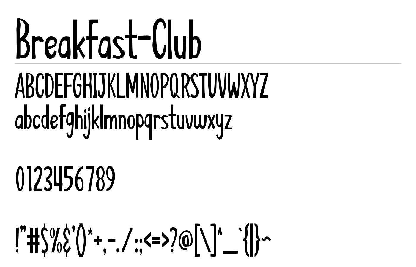 Breakfast Club Font preview