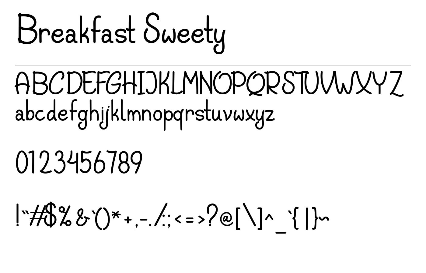 Breakfast Sweety Font preview