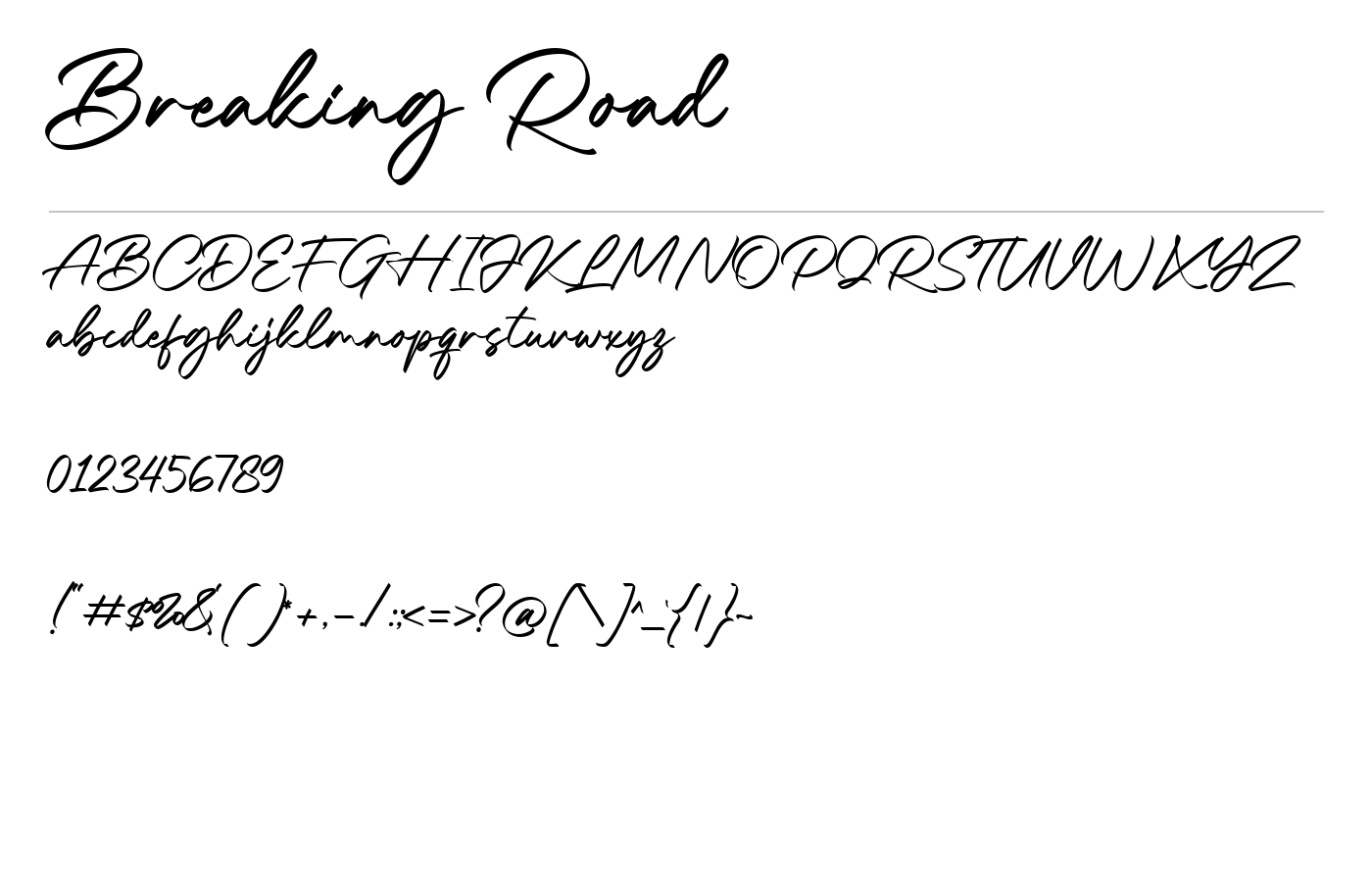 Breaking Road Font preview