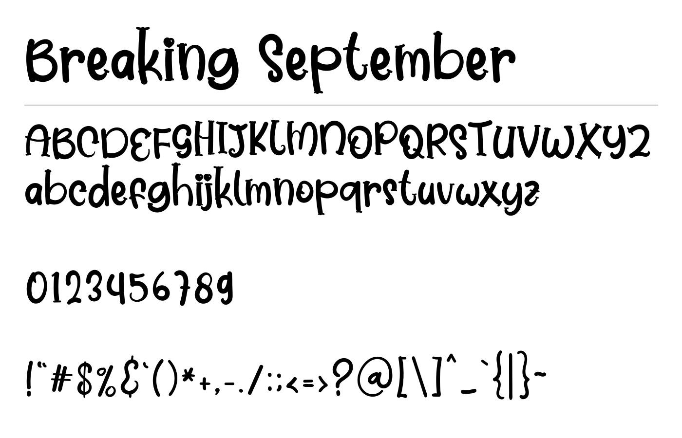 Breaking September Font preview