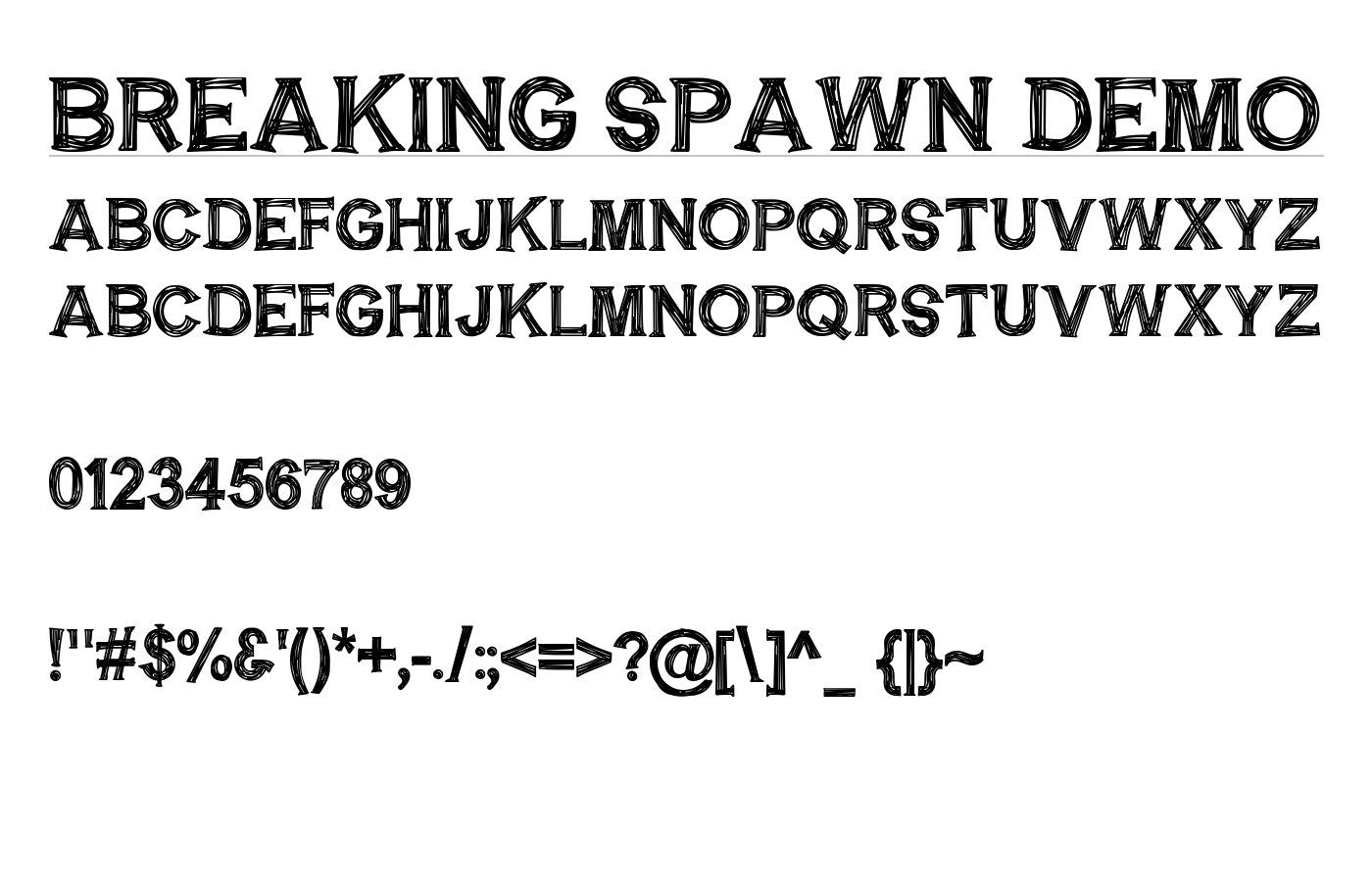 BREAKING SPAWN DEMO Font preview