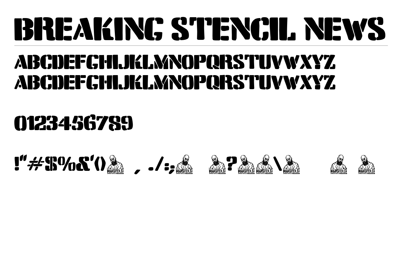 Breaking Stencil News Font preview