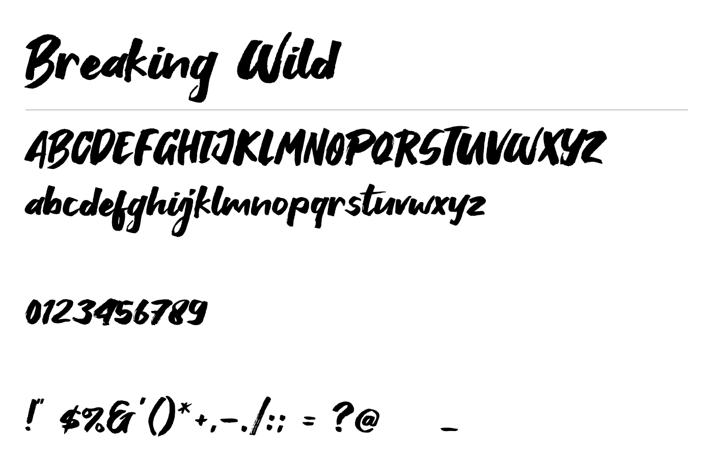 Breaking Wild Font preview