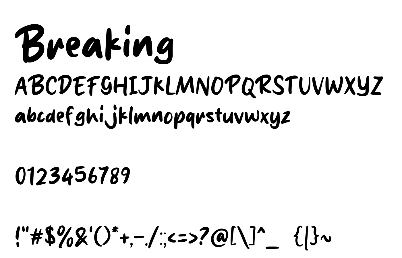 Breaking Font preview