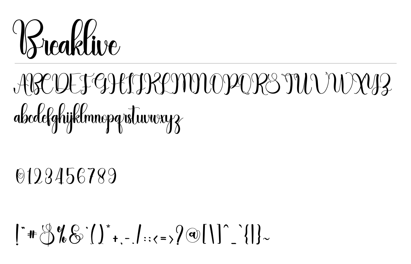 Breaklive Font preview