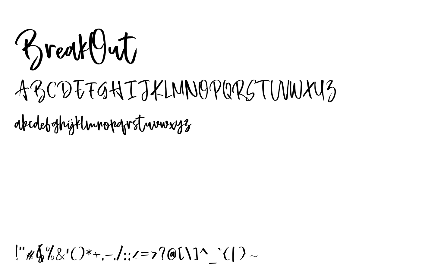 BreakOut Font preview