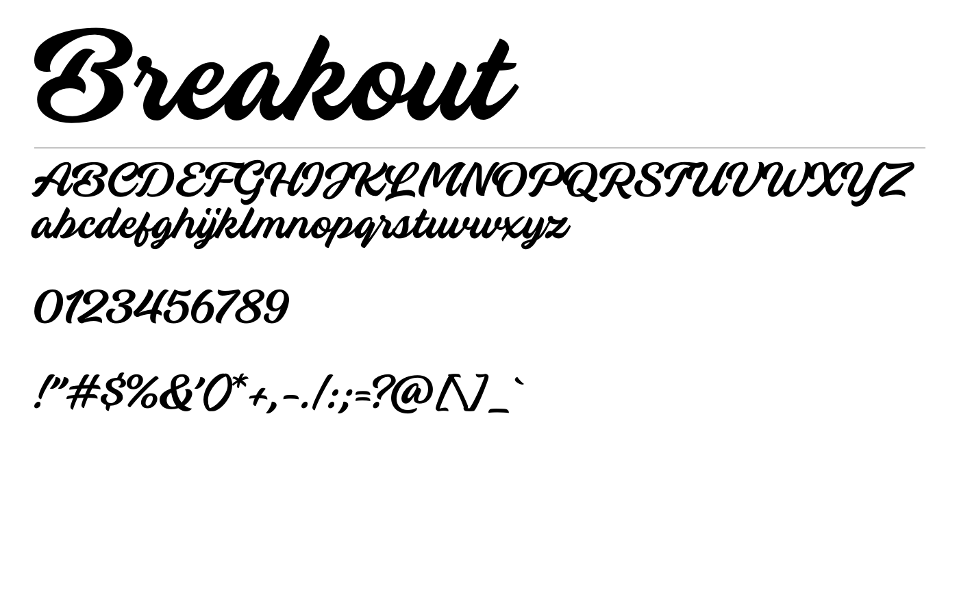Breakout Font preview
