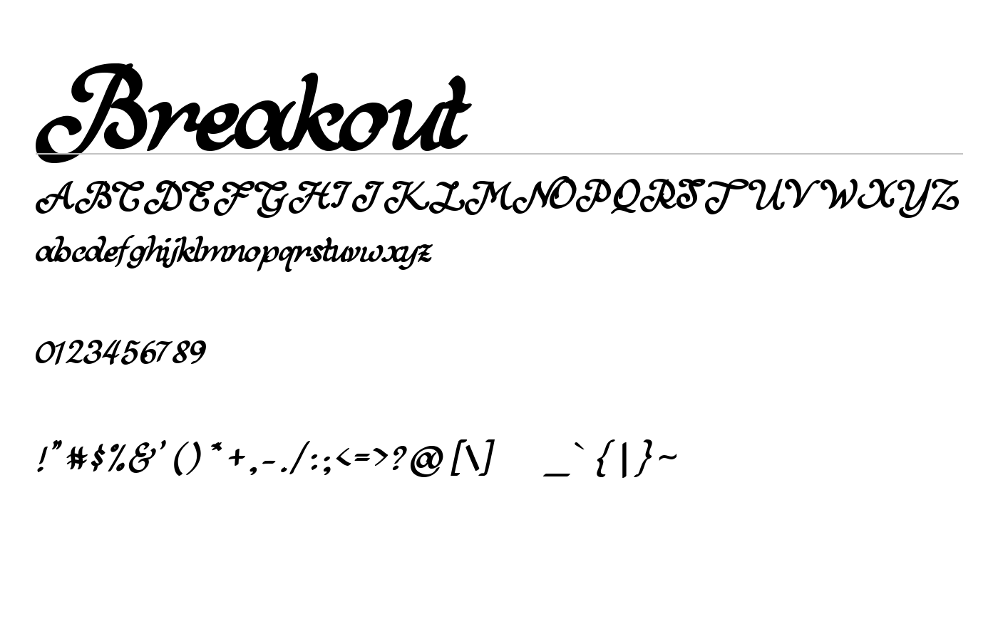 Breakout Font preview