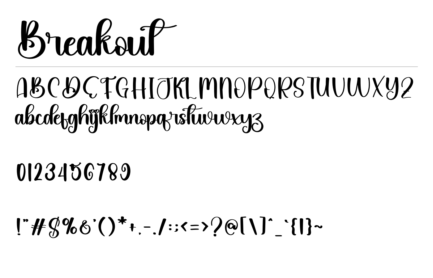 Breakout Font preview