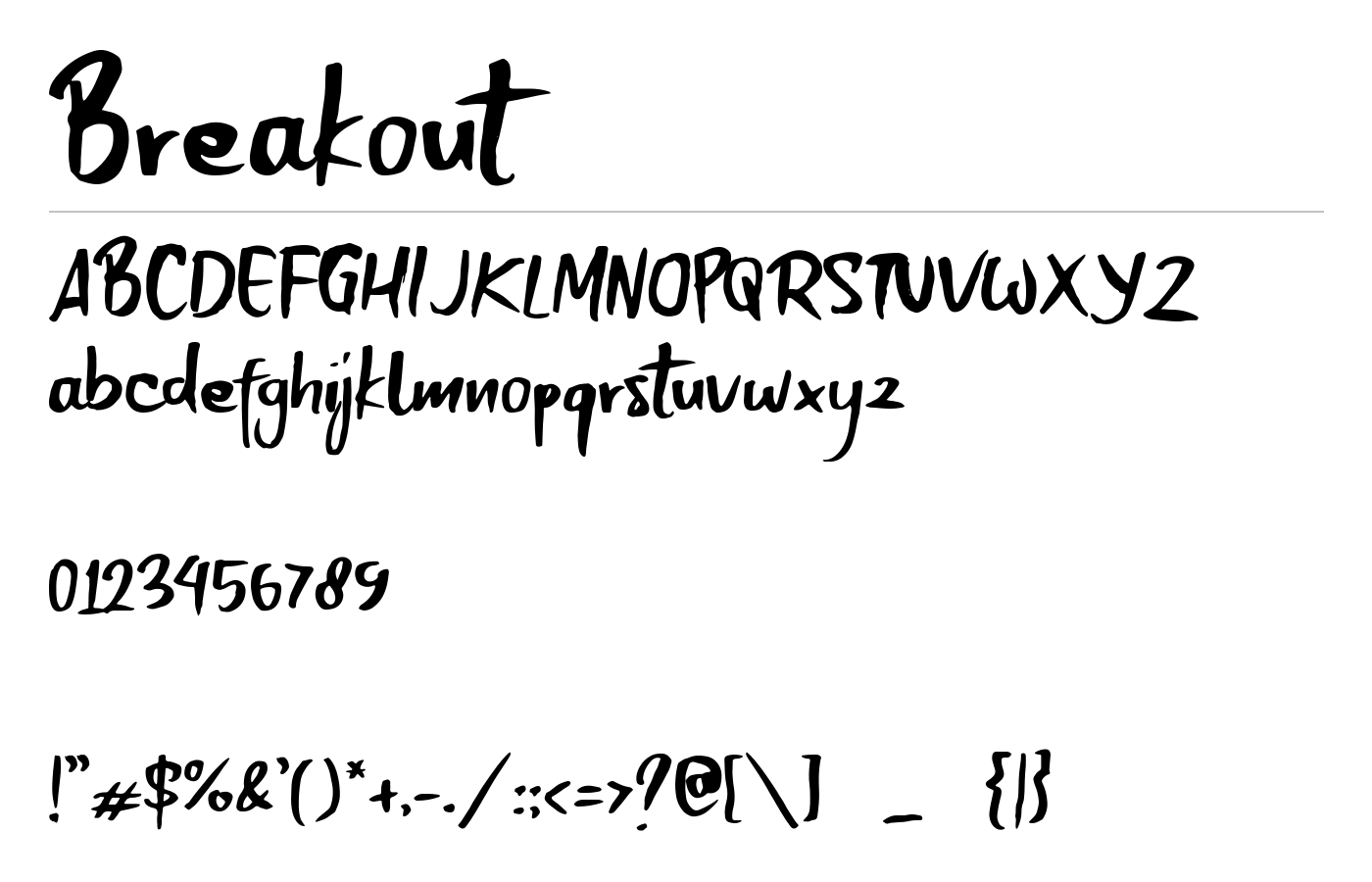 Breakout Font preview