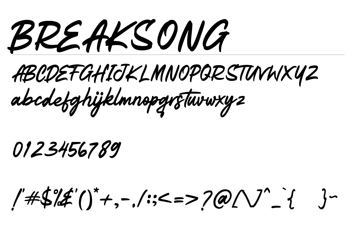 BREAKSONG Font preview