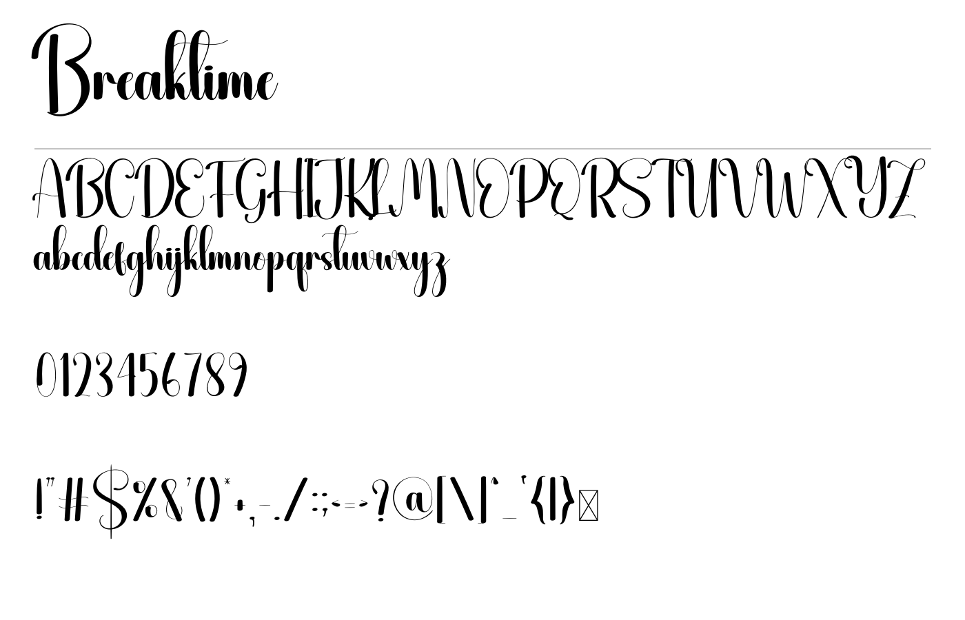 Breaktime Font preview