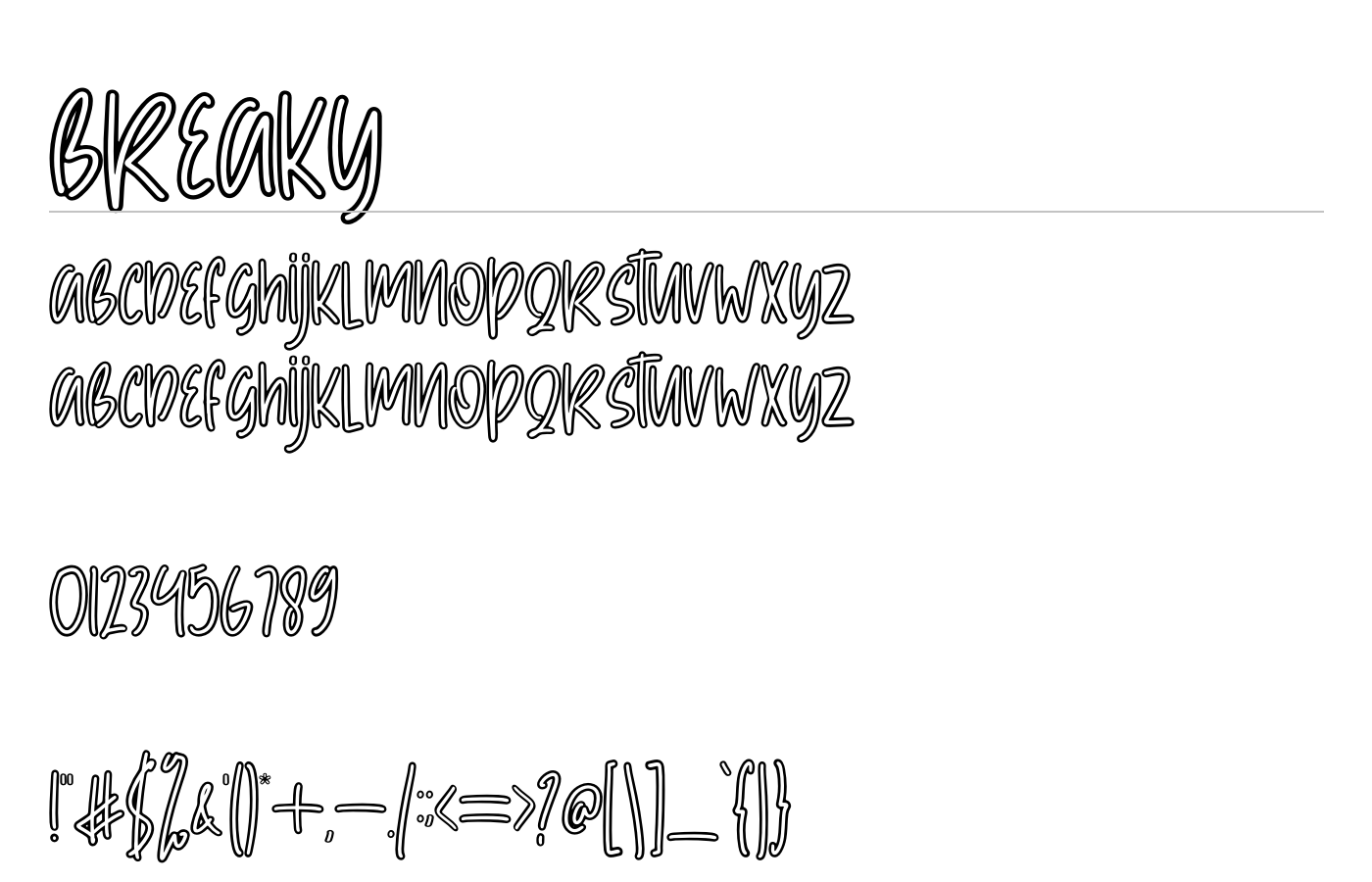 Breaky Font preview