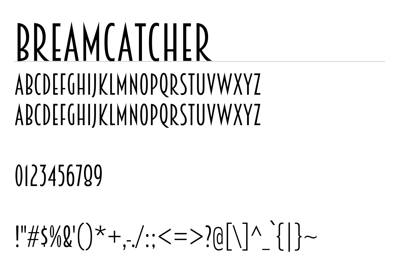 Breamcatcher Font preview