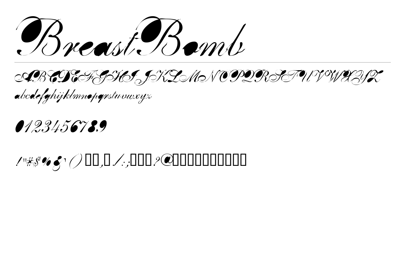 BreastBomb Font preview