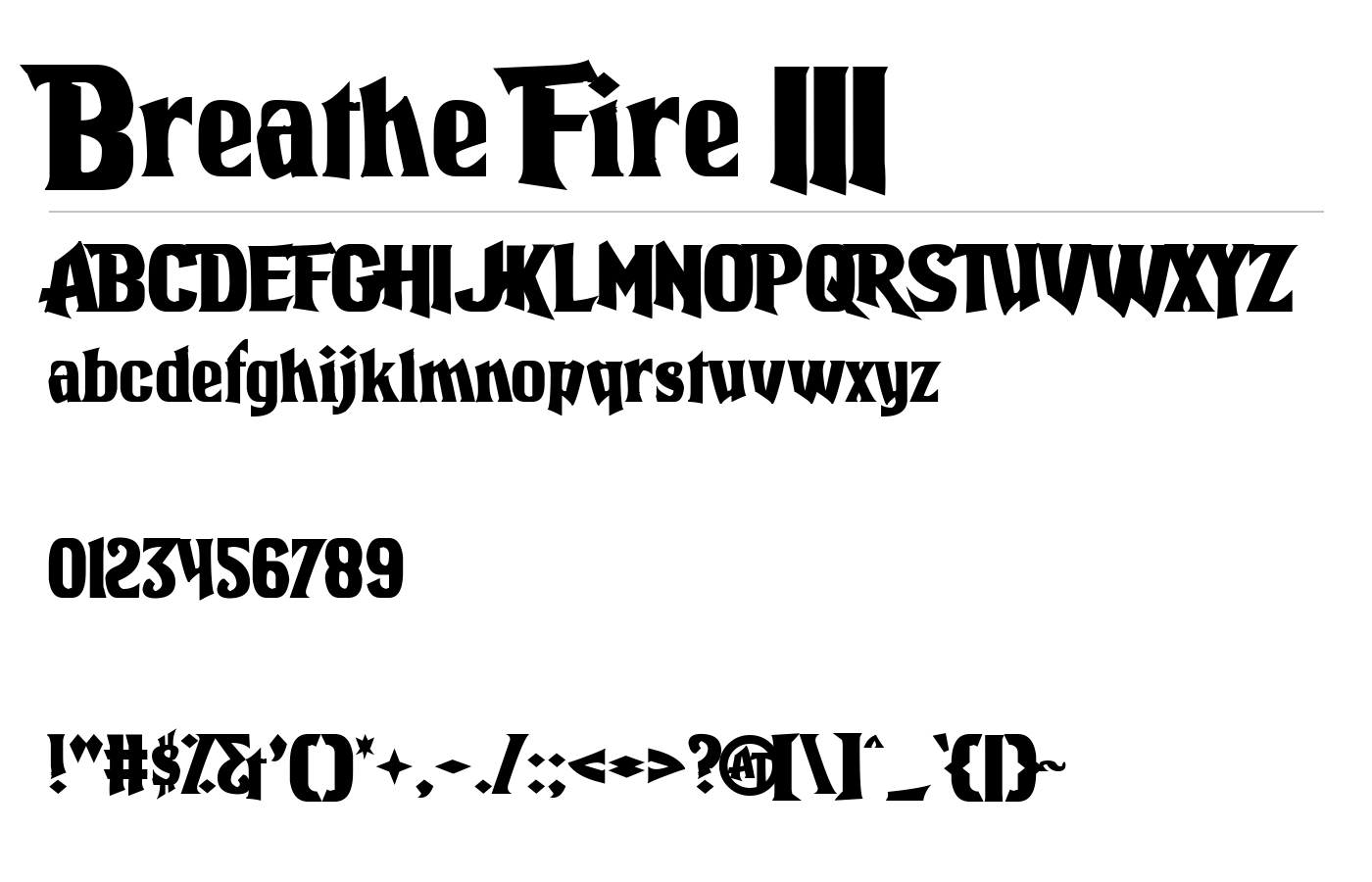 Breathe Fire III Font preview