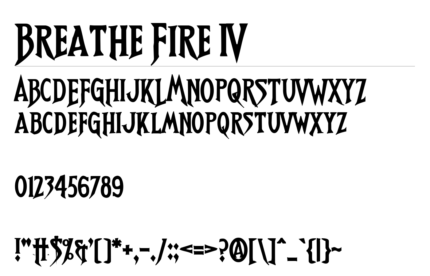 Breathe Fire IV Font preview