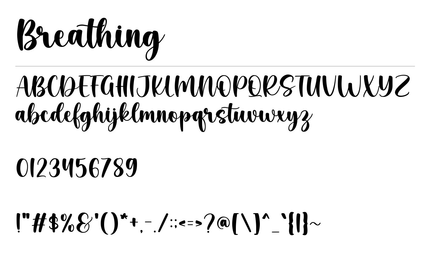 Breathing Font preview