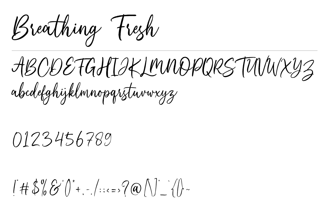 Breathing Fresh Font preview