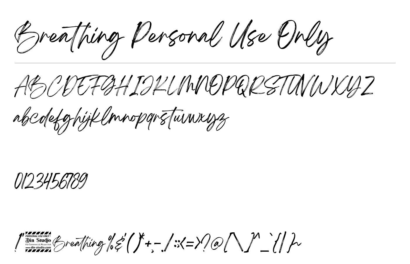 Breathing Personal Use Only Font preview