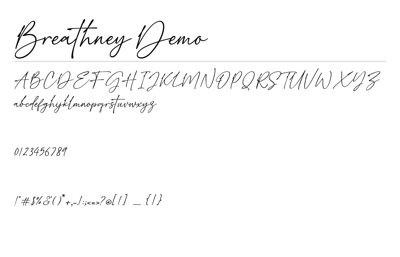 Breathney Demo Font preview