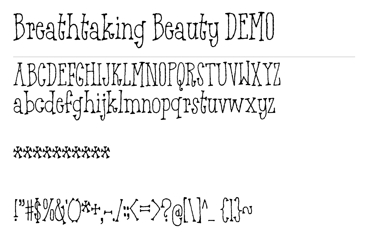 Breathtaking Beauty DEMO Font preview