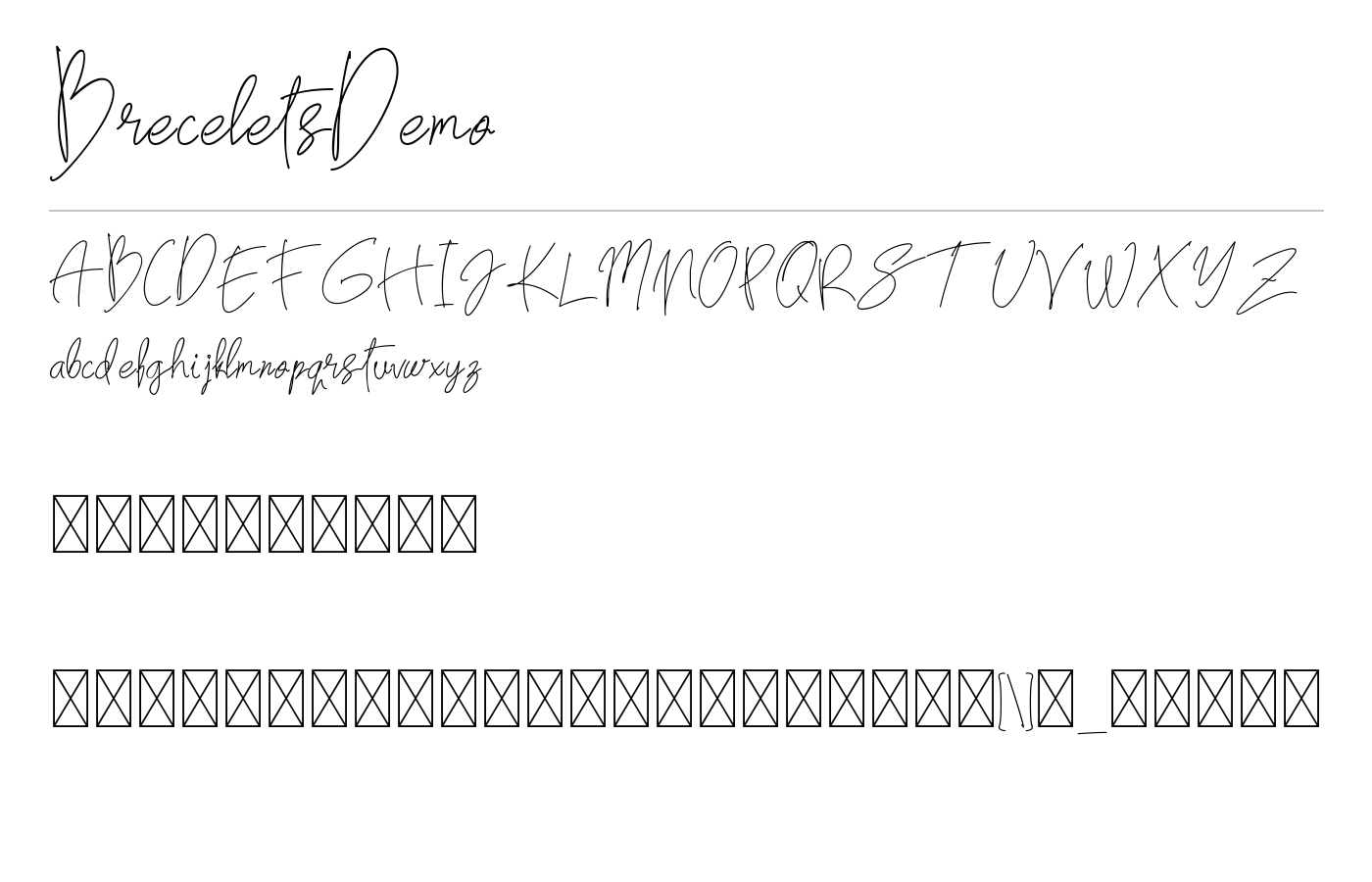 BreceletsDemo Font preview